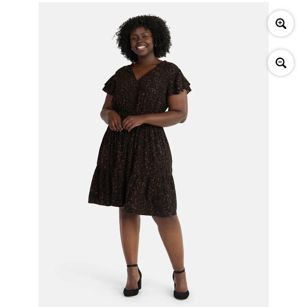 NWT Terra & Sky Women's Plus Size Mini Dress with Flutter Sleeves Size 0x 14W